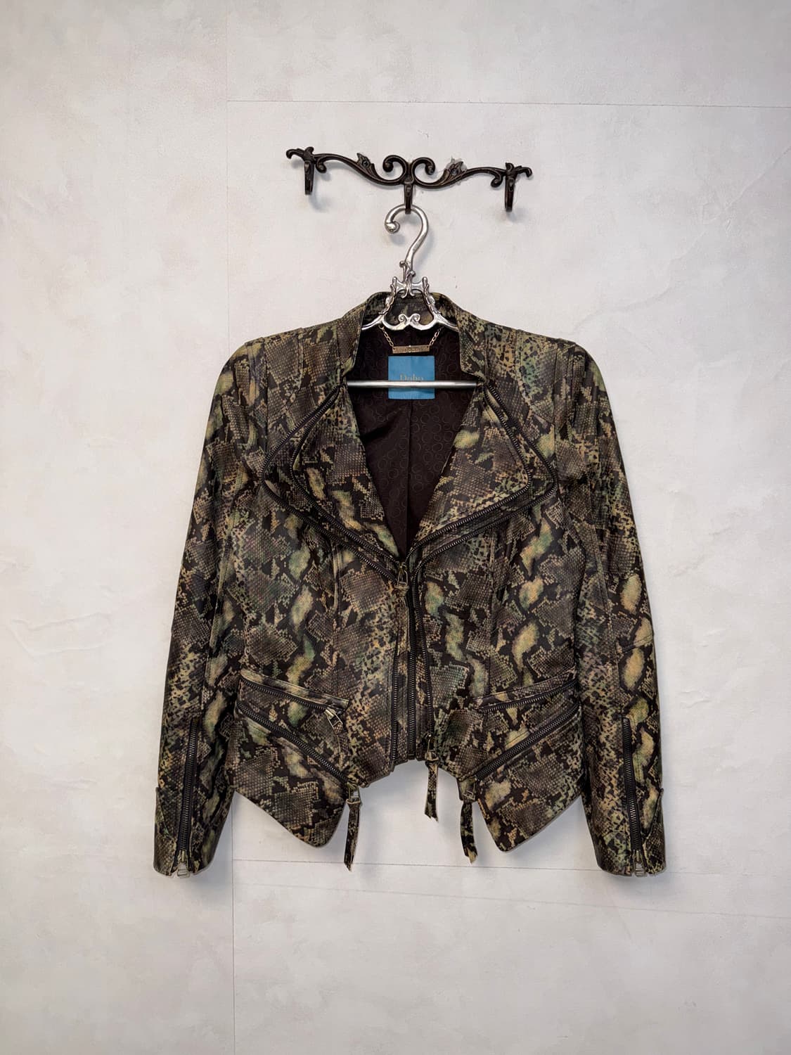 DOHO khaki brown goat skin python jacket 상품이미지4