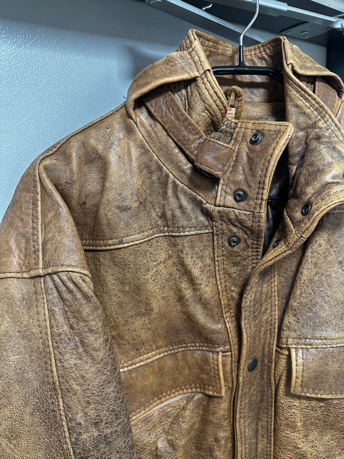 빈티지 브라운 소가죽 레더 블루종 봄버 자켓  상품이미지5