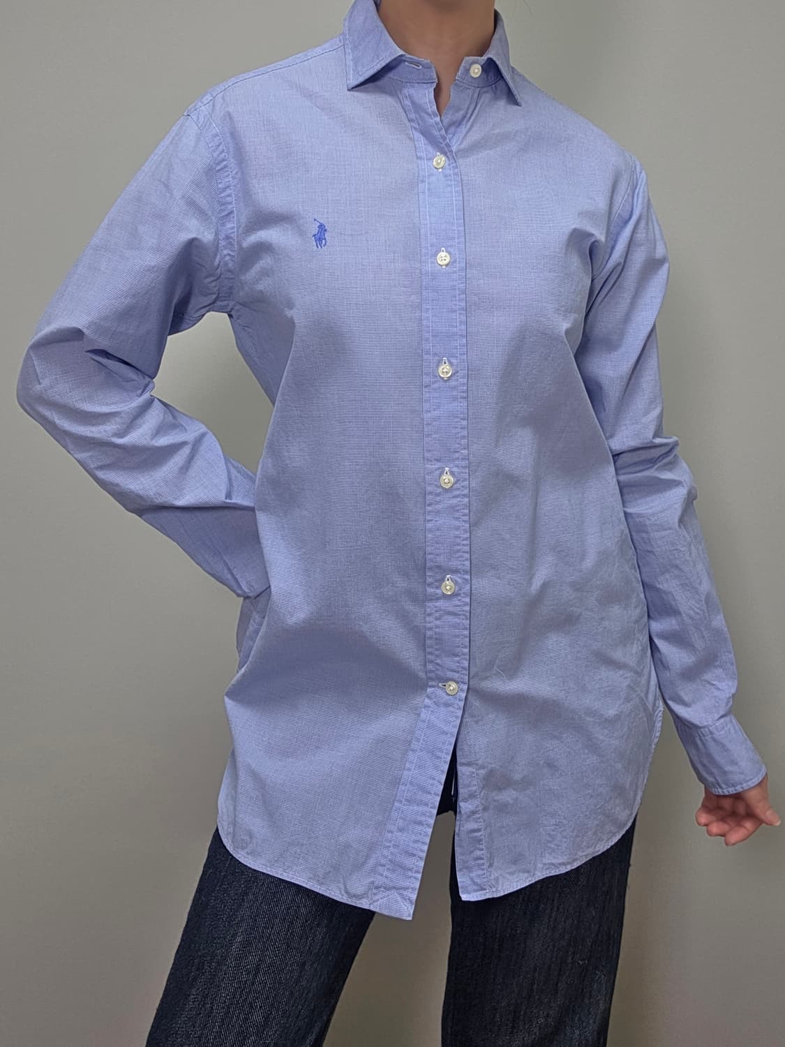 Polo Ralph Lauren / 블루 잔체크 드레스셔츠 상품이미지7