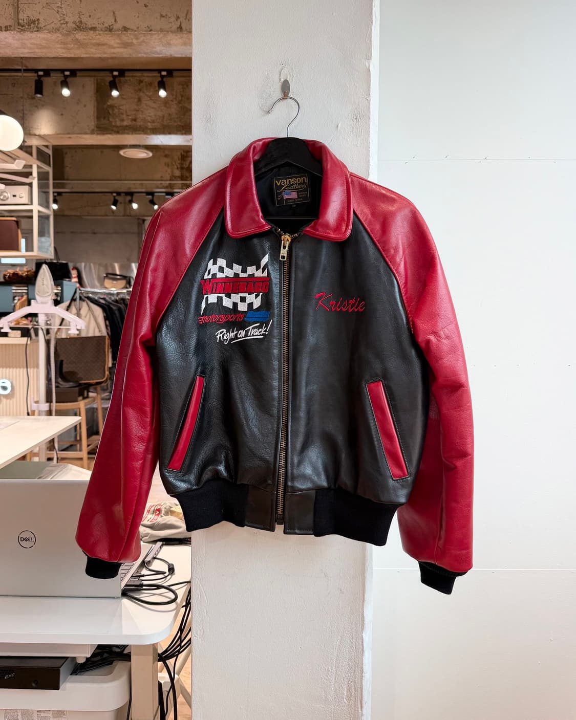 밴슨 레드 블랙 위네바고 모터스포츠 레더 자켓  상품이미지2