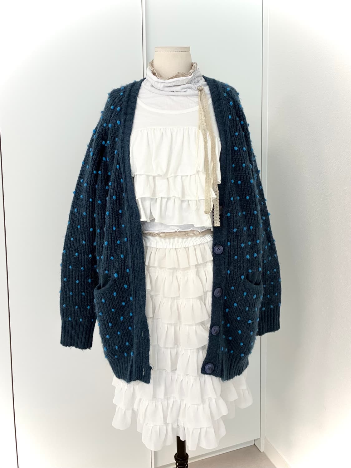 땡땡이 가디건 세트 상품이미지1