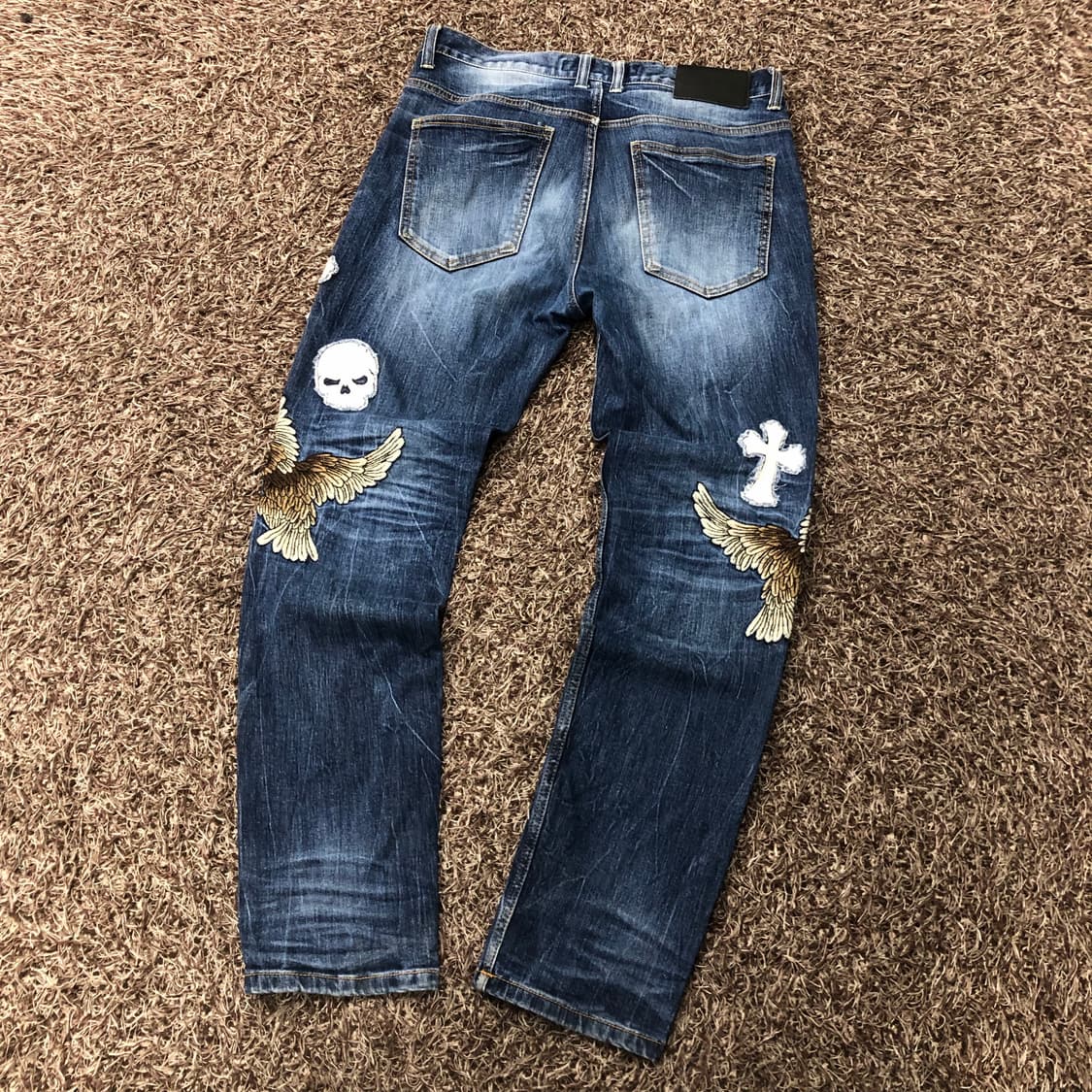 34 CLOUD72 스컬 크로스 이글 패치 워싱 데님 팬츠 상품이미지2