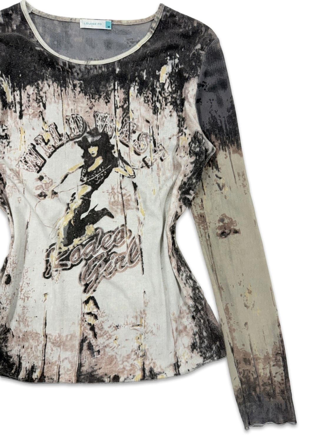 빈티지 LOUISE FD 시스루 펑크 프린팅 레이어드 긴팔티 상품이미지2