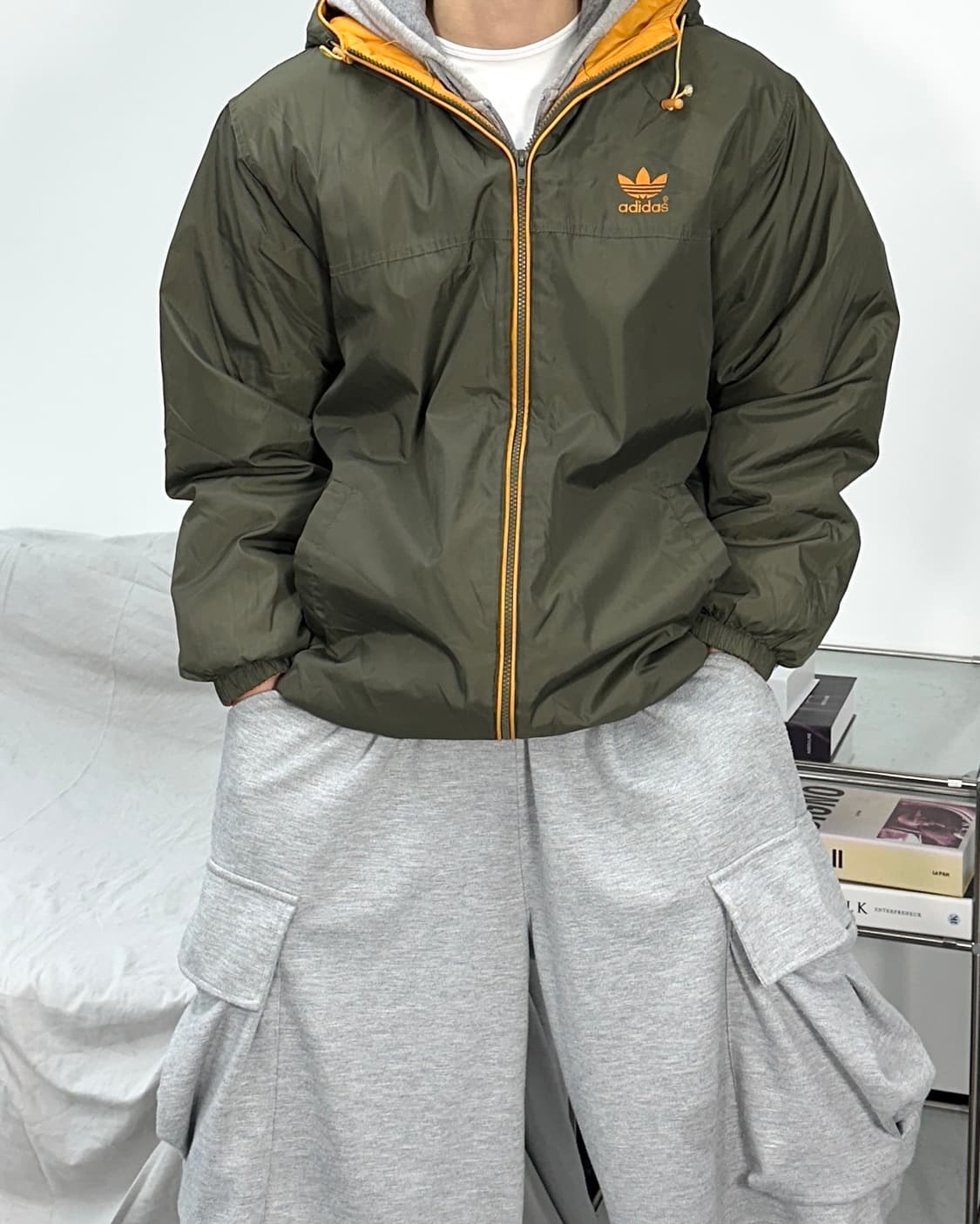 아디다스 90s 카키 바람막이 점퍼 M 상품이미지1