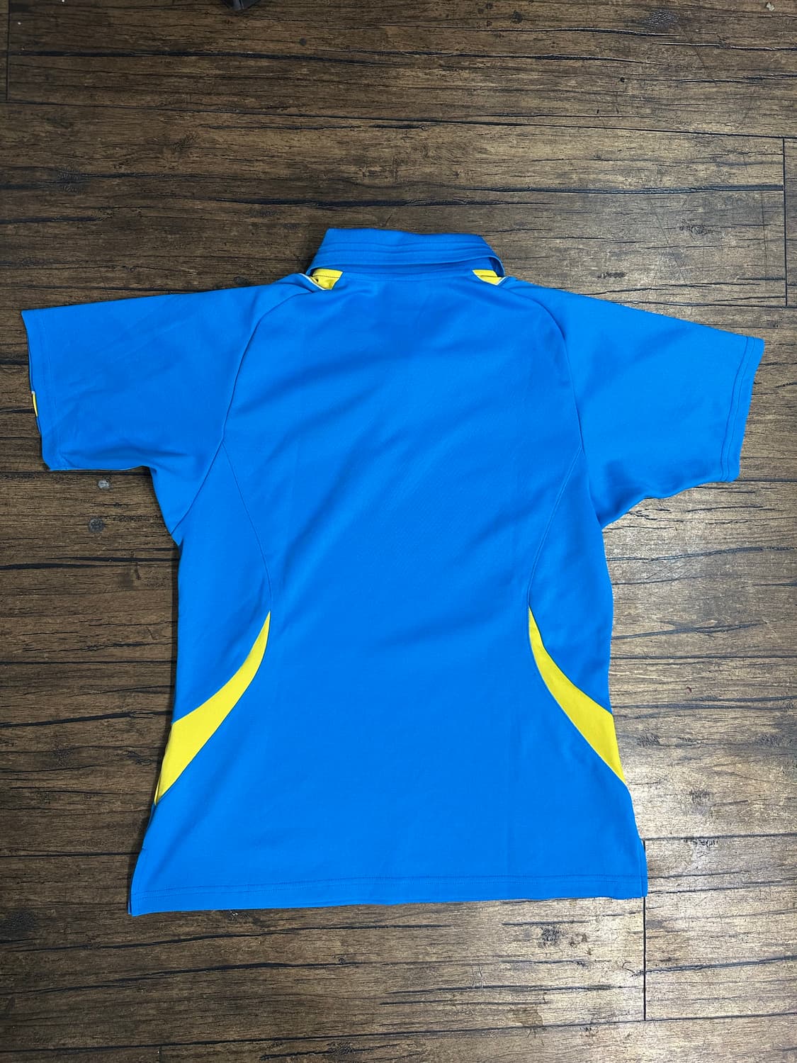 미즈노(Mizuno) 일본제 기능성 반팔 카라티 블루 옐로우 배색 실측M 상품이미지5
