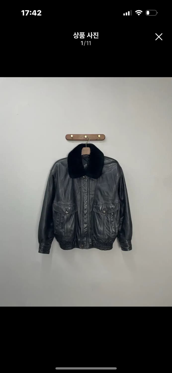 입생로랑 블랙 가죽 무스탕 자켓 A3107 상품이미지1