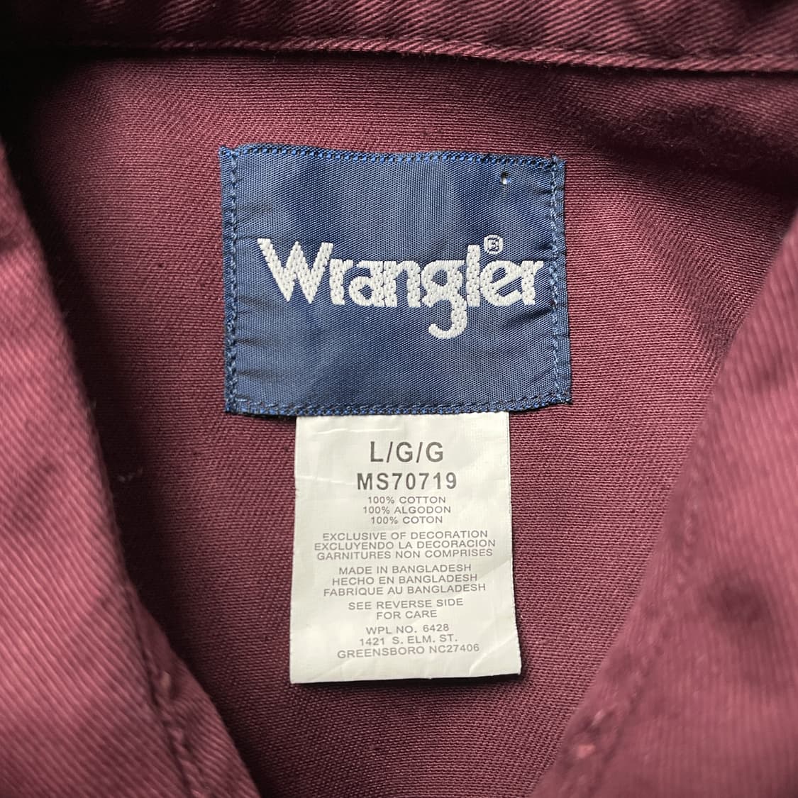 WRANGLER 랭글러 빈티지 와인 코튼 웨스턴셔츠 A00306 상품이미지8