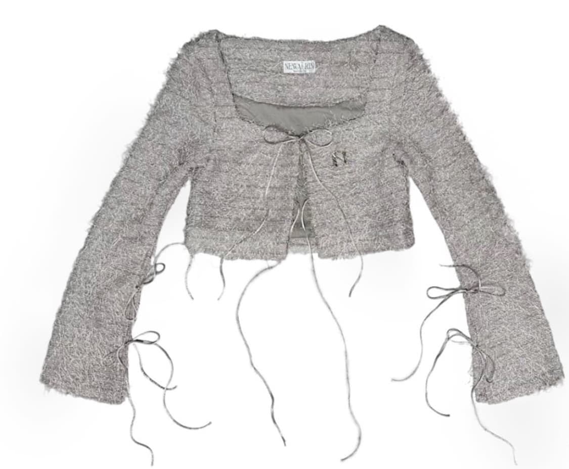 뉴얼린 썸머 트위드 크롭 가디건 그레이 Summer Tweed Crop  상품이미지1