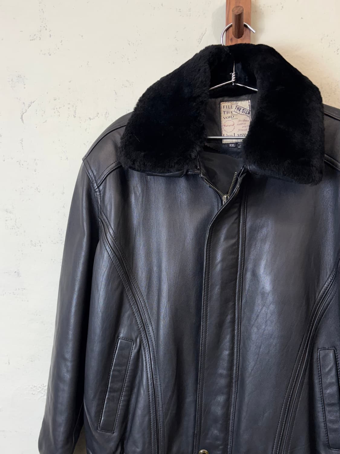 빈티지 양가죽 퍼카라 탈부착 레더 봄버 자켓 상품이미지5