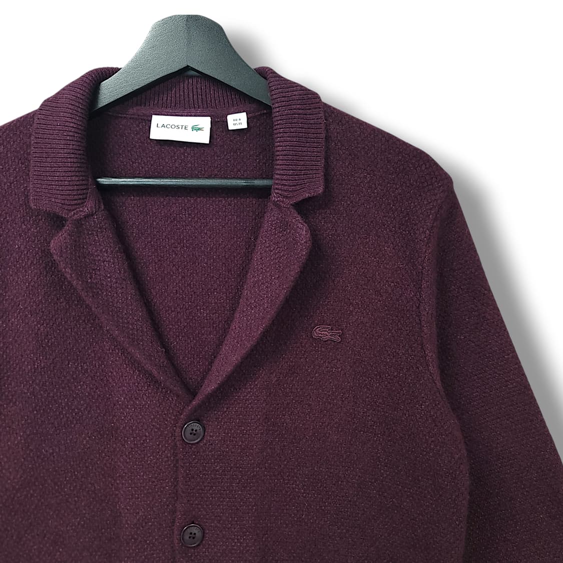 [100] 라코스테 버건디 울 혼방 숄 가디건 상품이미지3