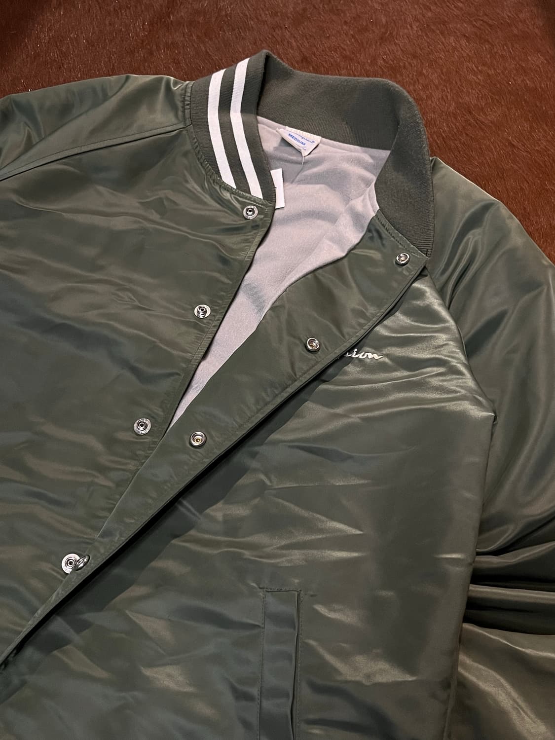 챔피온 올리브 새틴 바시티 자켓 상품이미지7