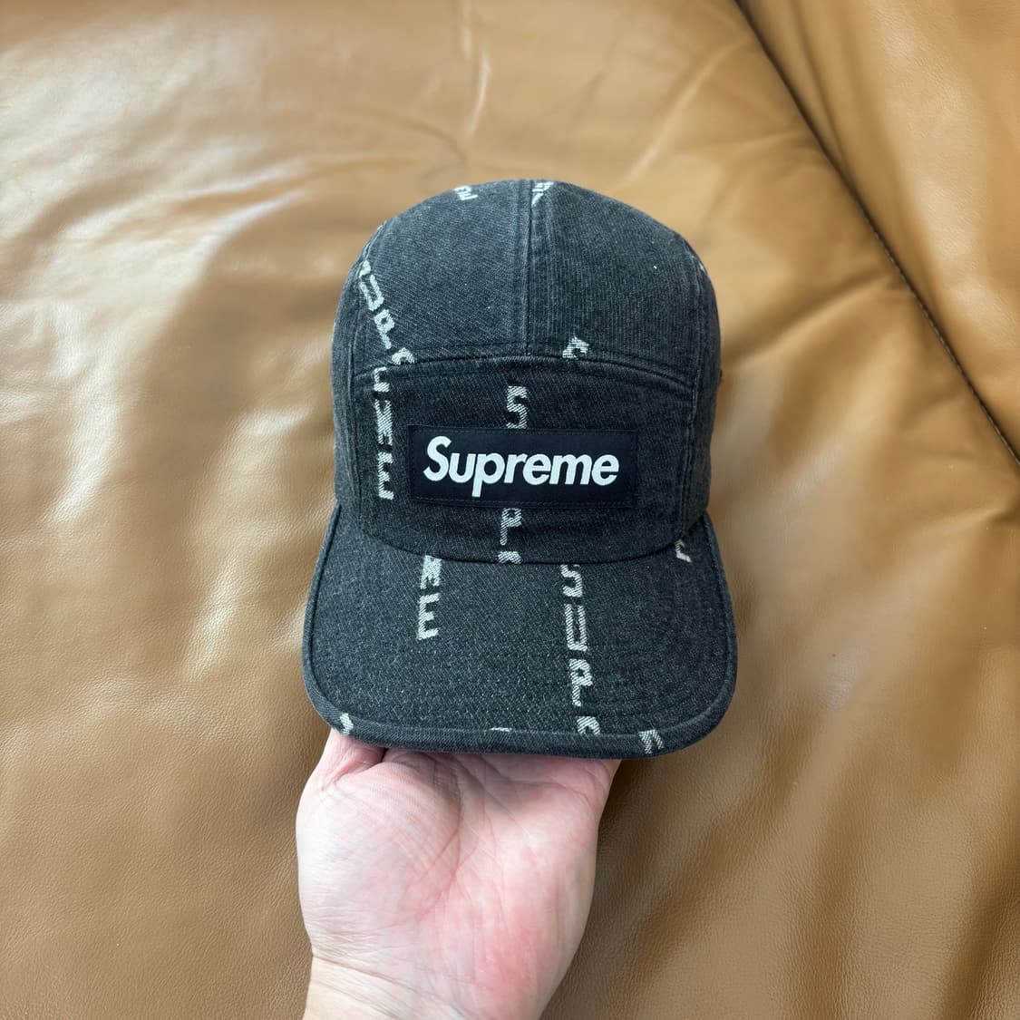 슈프림 캠프캡 모자 박스로고 데님 블랙 상품이미지2