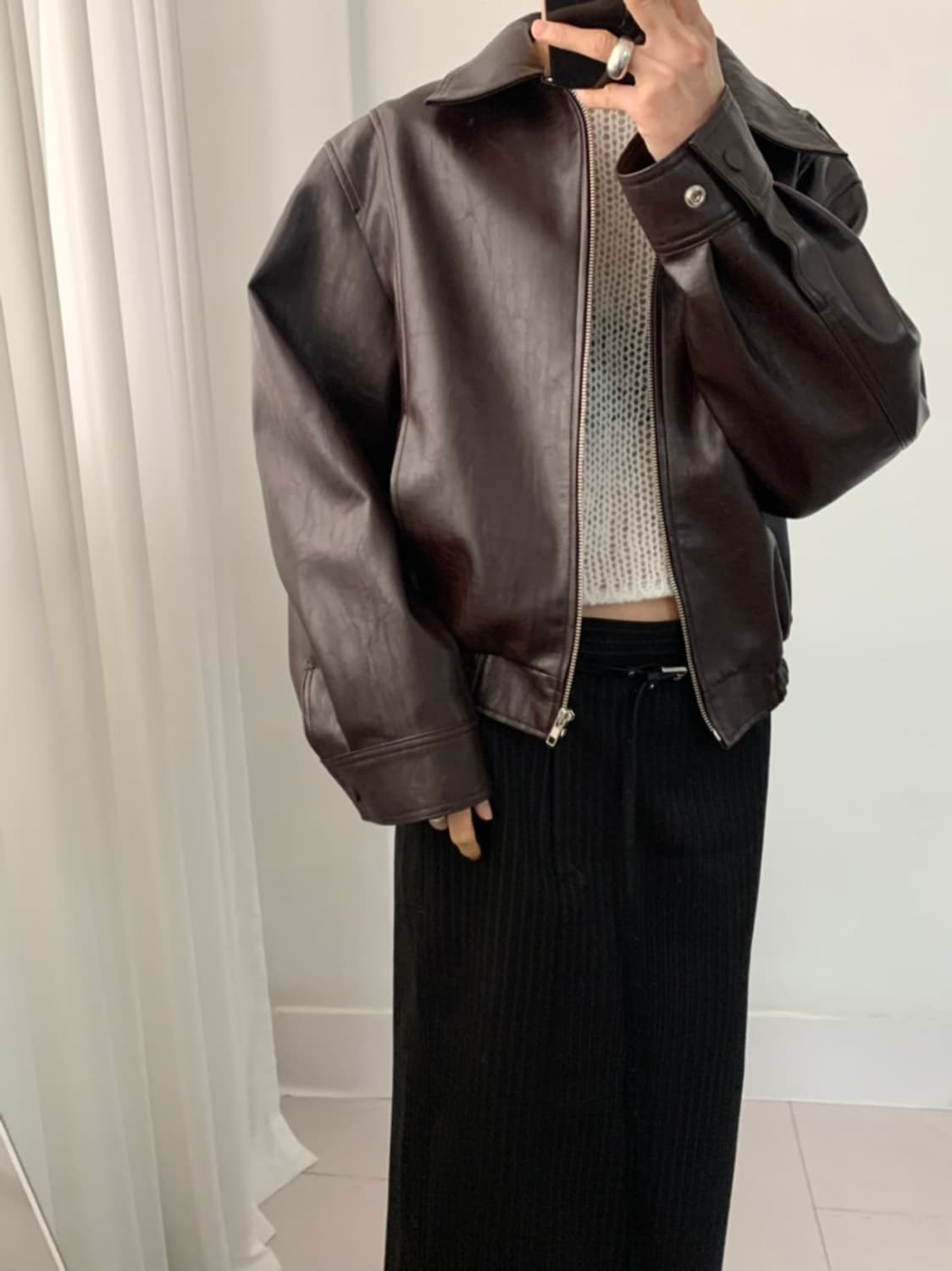 런던플랏 레더 자켓 다크브라운 상품이미지2