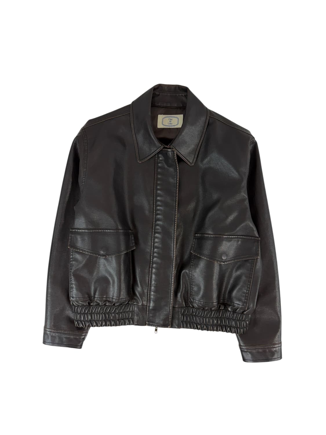 샤드라마 가죽 봄버 자켓 상품이미지3