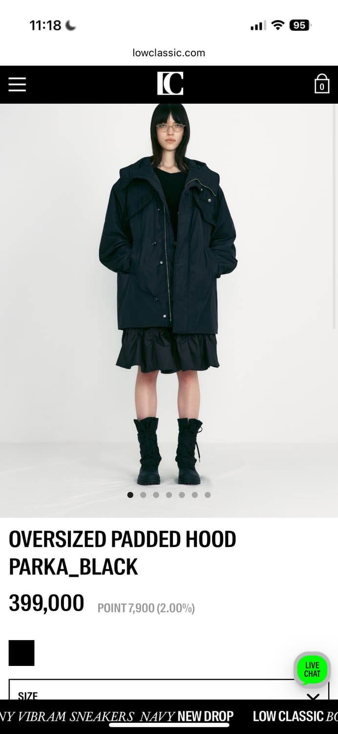 로우클래식 padded hood parka black 상품이미지2