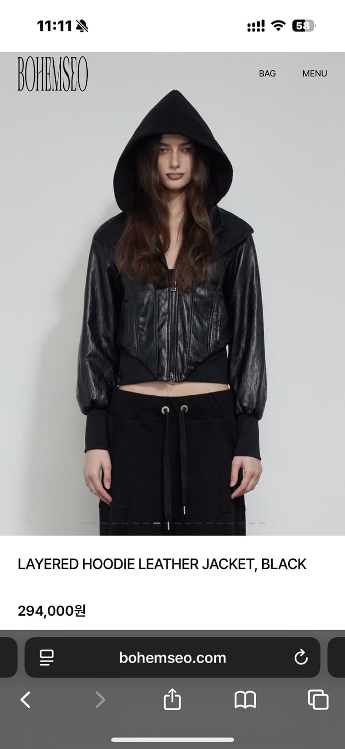 보헴서 LAYERED HOODIE LEATHER JACKET 레더자켓  상품이미지2