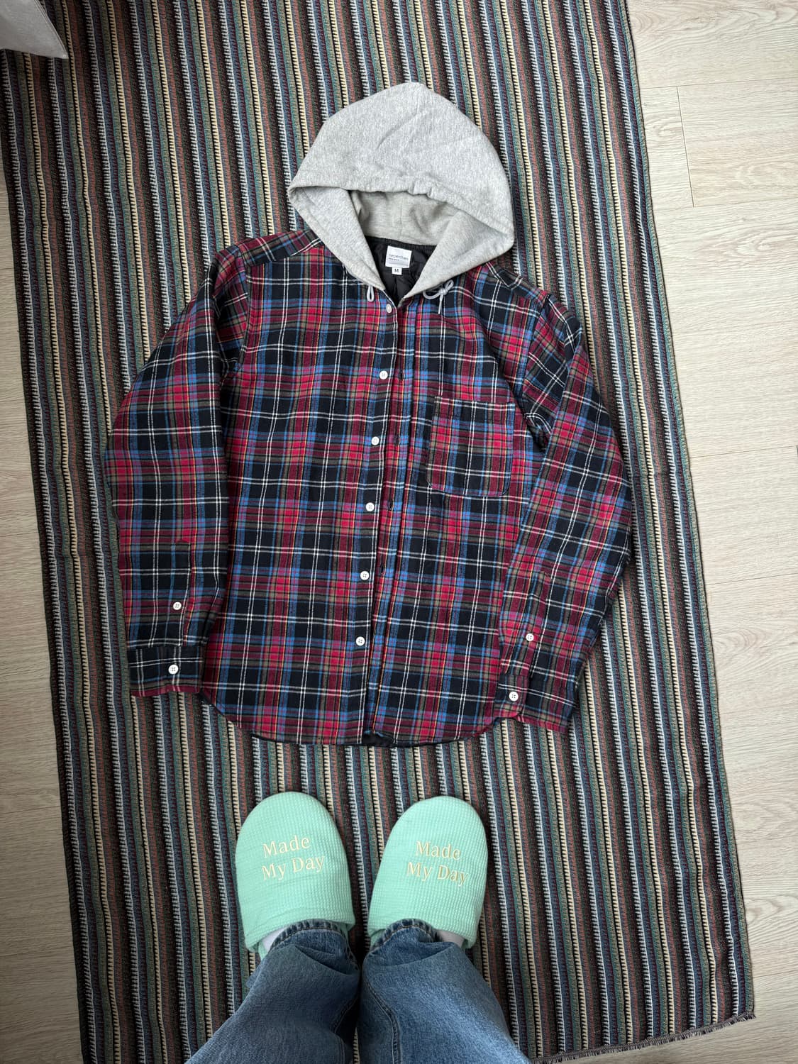 네펜데스 뉴욕 후드 체크 셔츠 상품이미지2