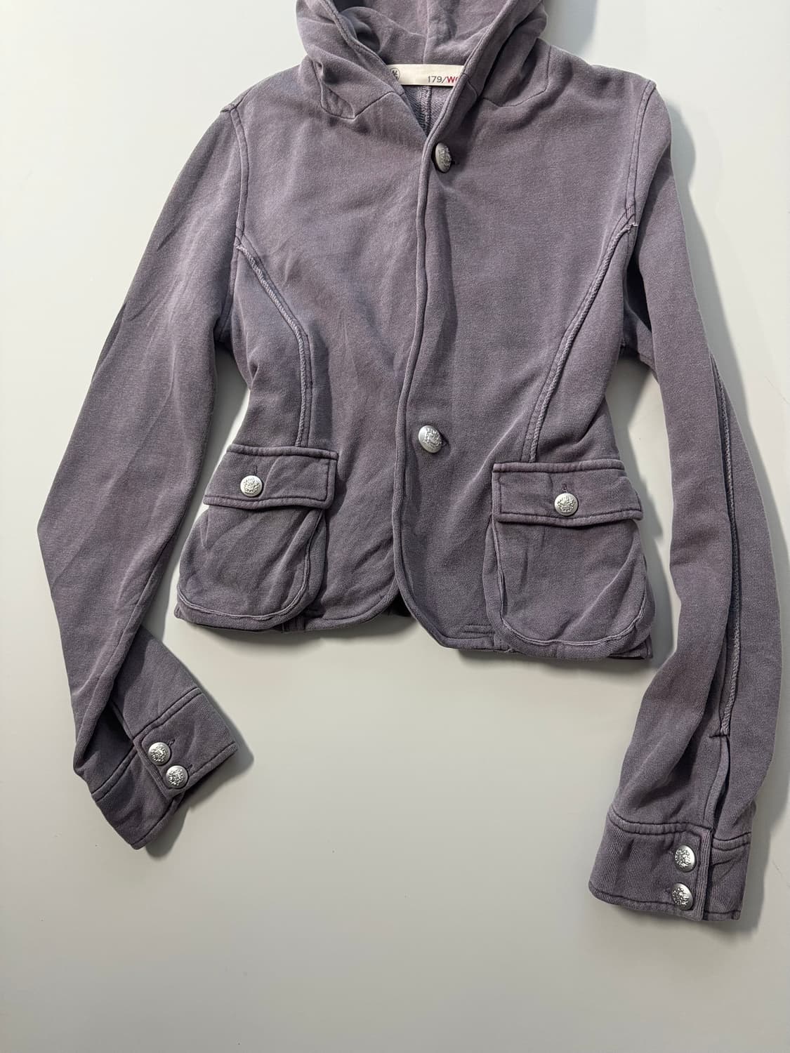 워싱 후디드 버튼 디테일 자켓 상품이미지3