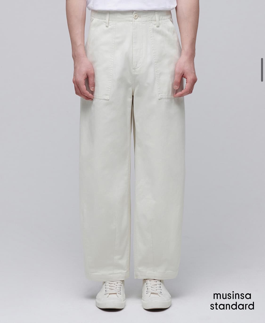 새상품(33)무신사스탠다드 코튼 와이드 퍼티그 벌룬팬츠 크림 상품이미지3
