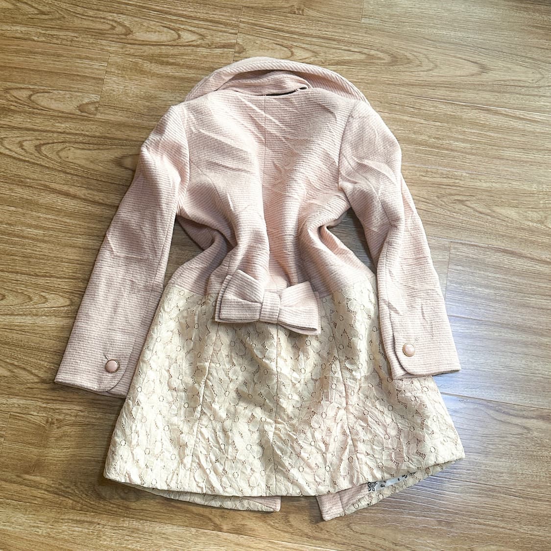 빈티지 핑크 레이스 리본 코트 히메갸루 로걀 라떼 페어리 모리걸 발레코어 상품이미지2