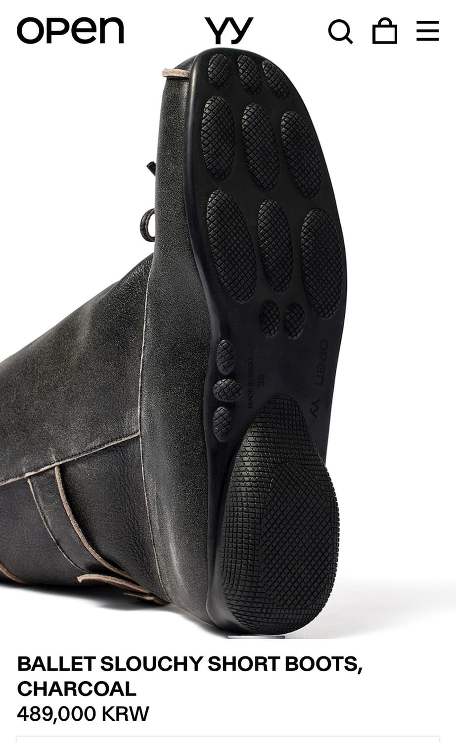 오픈와이와이 BALLET SLOUCHY SHORT BOOTS차콜 상품이미지5