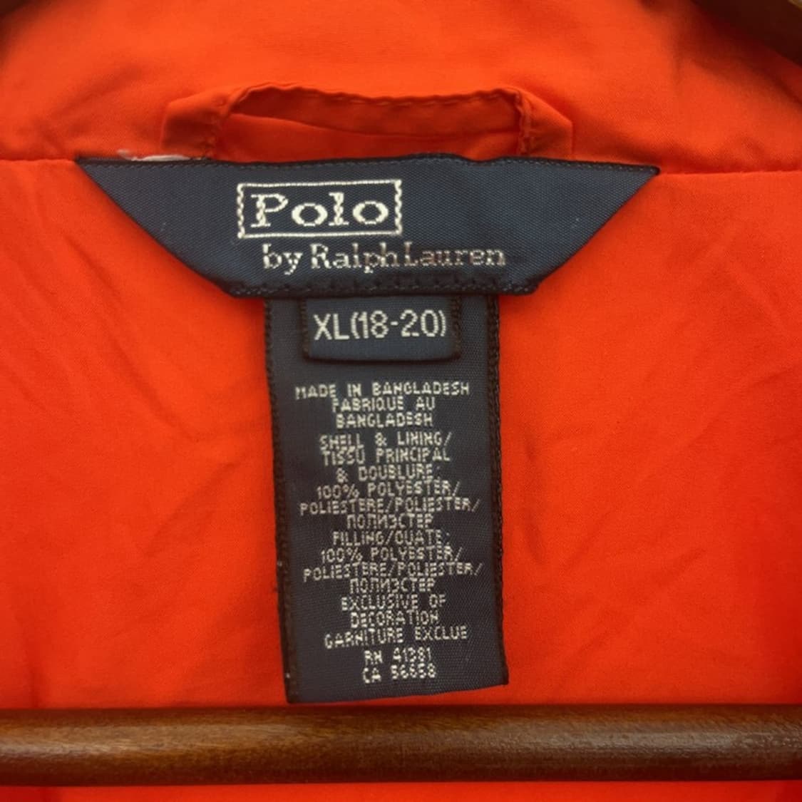 폴로 랄프로렌 키치 비비드 오렌지 깔깔이 퀄팅 자켓 XL C07259 상품이미지5