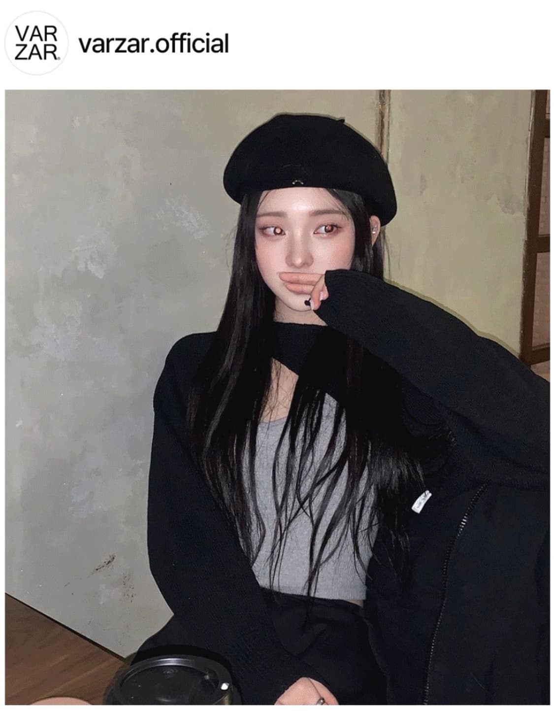 Varzar ) 스터드 로고 울 베레모 (be) 상품이미지1