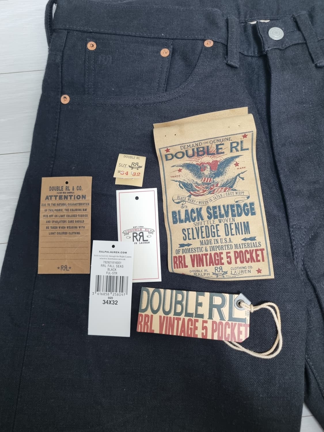 34/32 RRL 빈티지 파이브포켓  블랙온블랙 블온블 상품이미지3