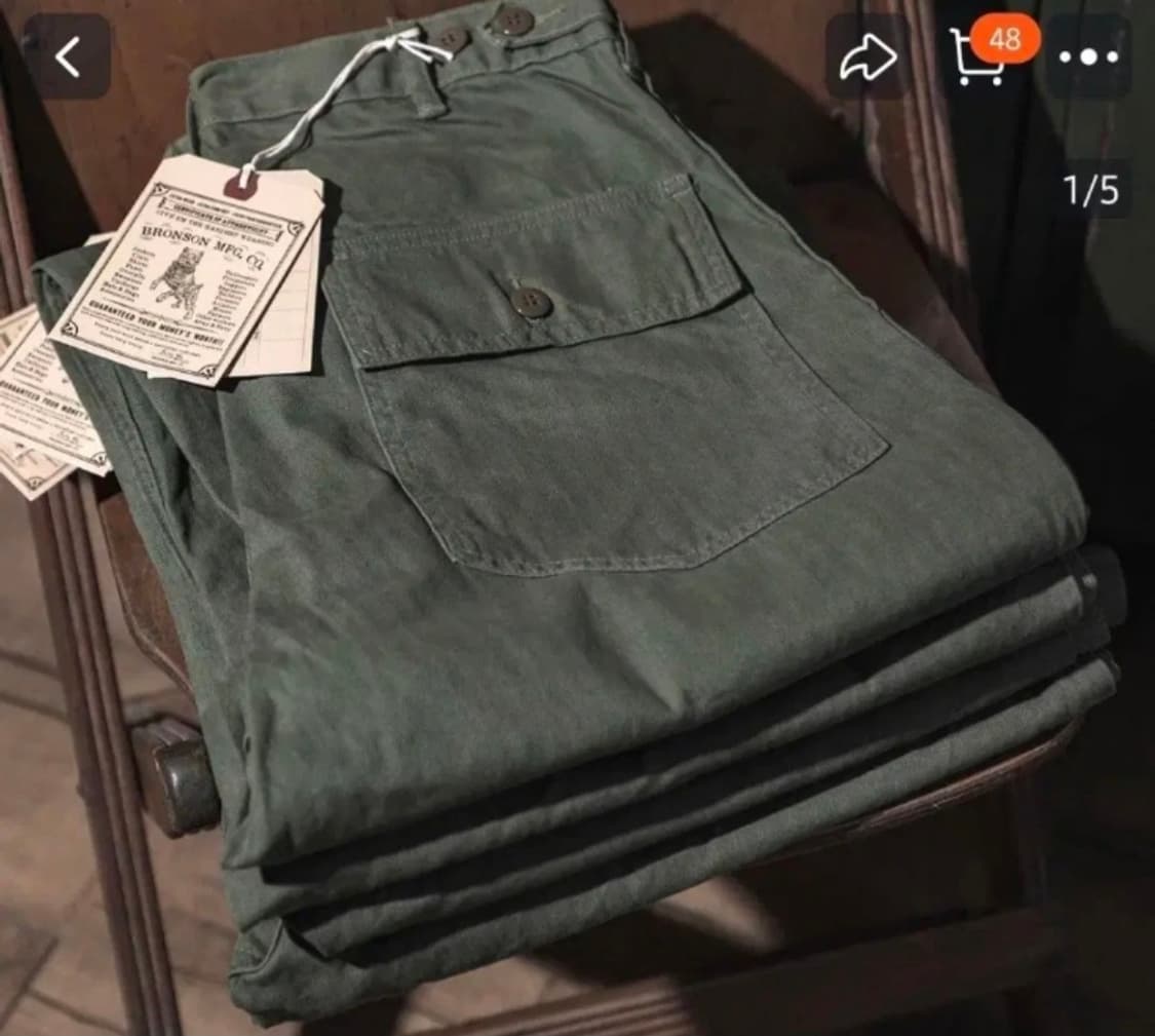 브론슨 og107 헤링본 베이커팬츠 S사이즈 판매 상품이미지1