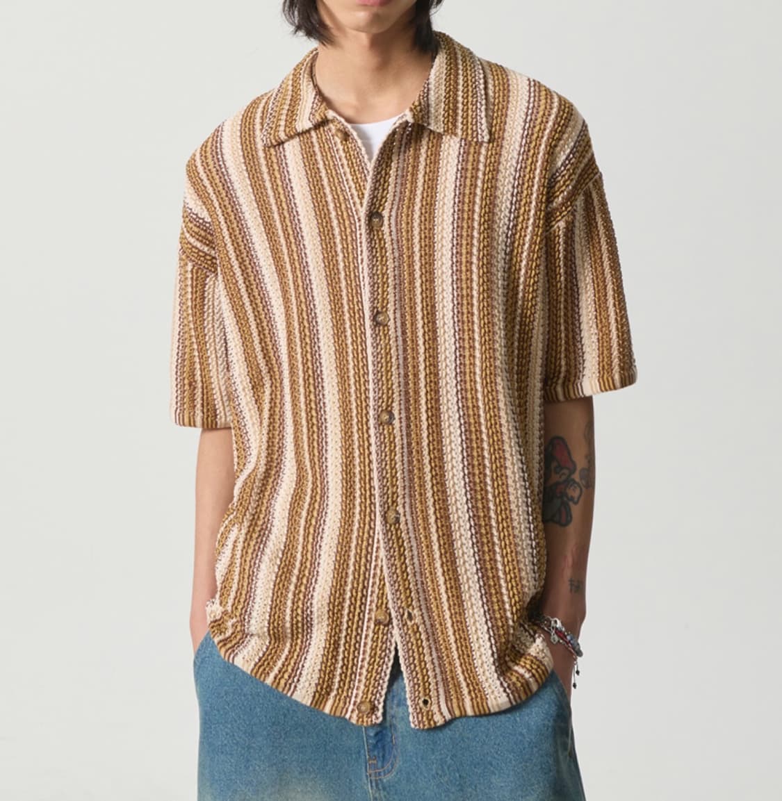 디미트리블랙 크로쉐 니트 셔츠 XL 상품이미지1