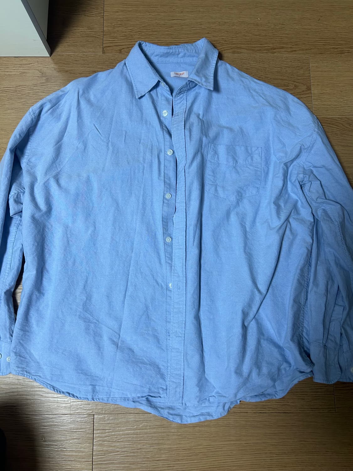 테이크이지 솔리드 옥스포드 오버셔츠(스카이블루) 상품이미지1