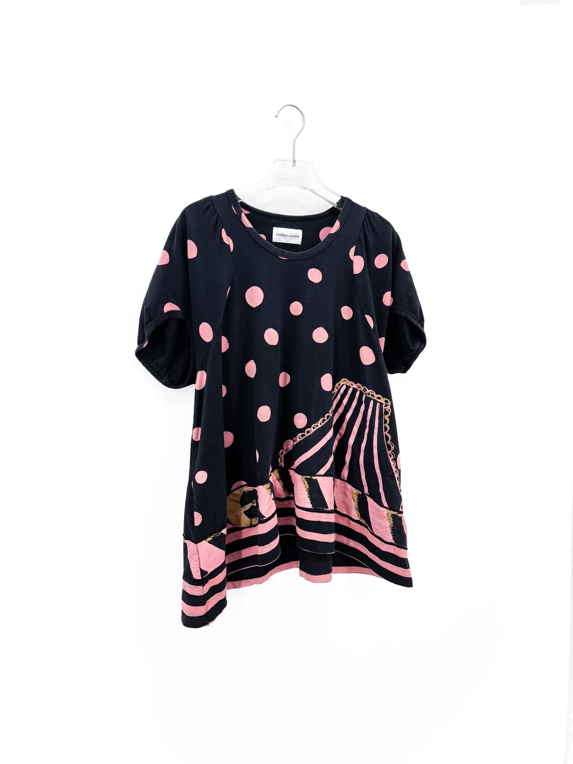 츠모리 치사토 핑크 도트 퍼프 반팔티셔츠 상품이미지1