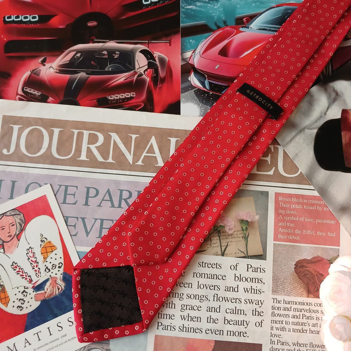 메트로시티 실크 레드 도트 패턴 넥타이 8.6cm A+등급 A19417
 상품이미지6