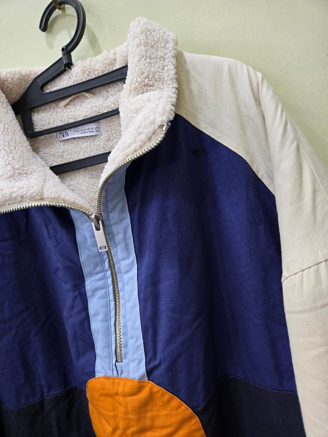 [ZARA] 컬러 블록 셰르파 카라 반집업 아노락 자켓 XL
 상품이미지2