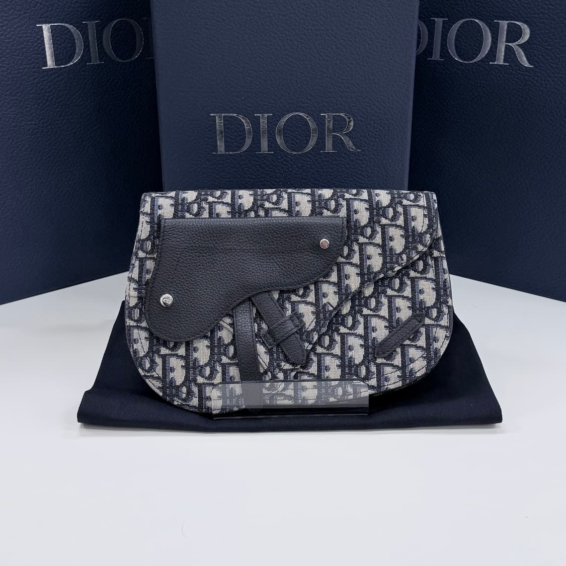 [S급/OS] 디올 오블리크 자카드 메신저 새들백 파우치 크로스백 베이지 상품이미지1