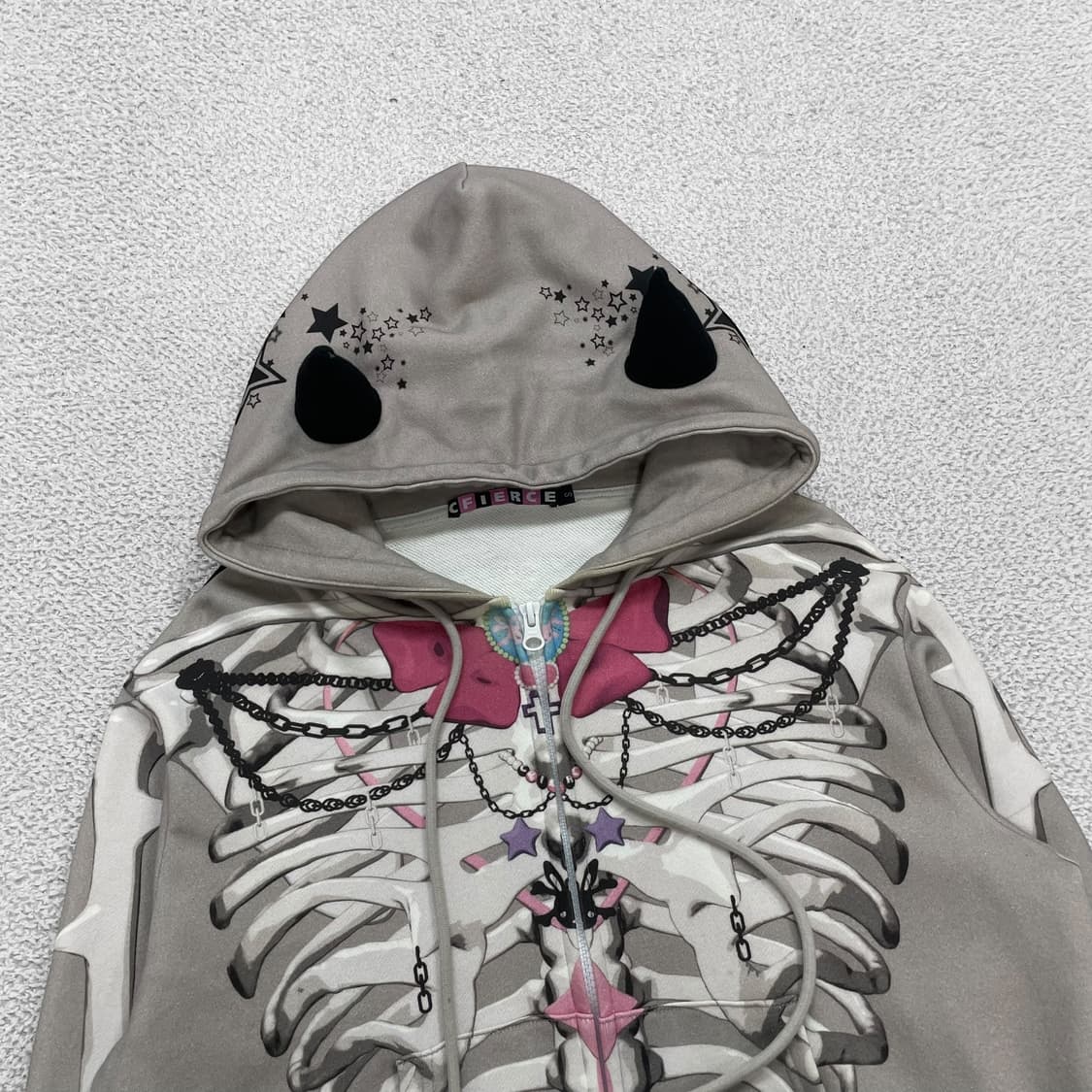 씨피어스 CFIERCE 카와이 스켈레톤 롱슬리브 후드집업 상품이미지4