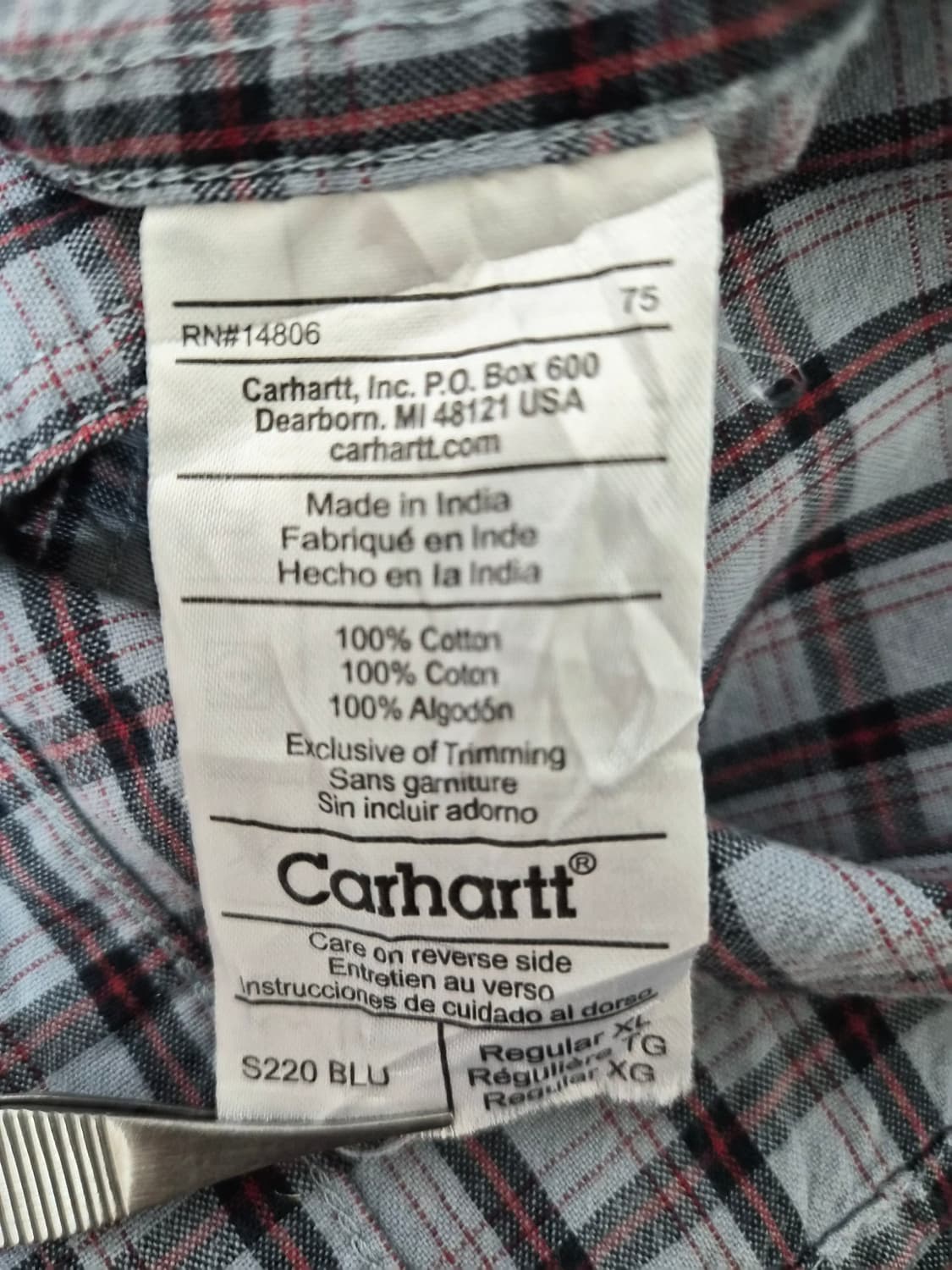 칼하트Carhartt 투포켓 체크 셔츠 XL - S441 상품이미지5
