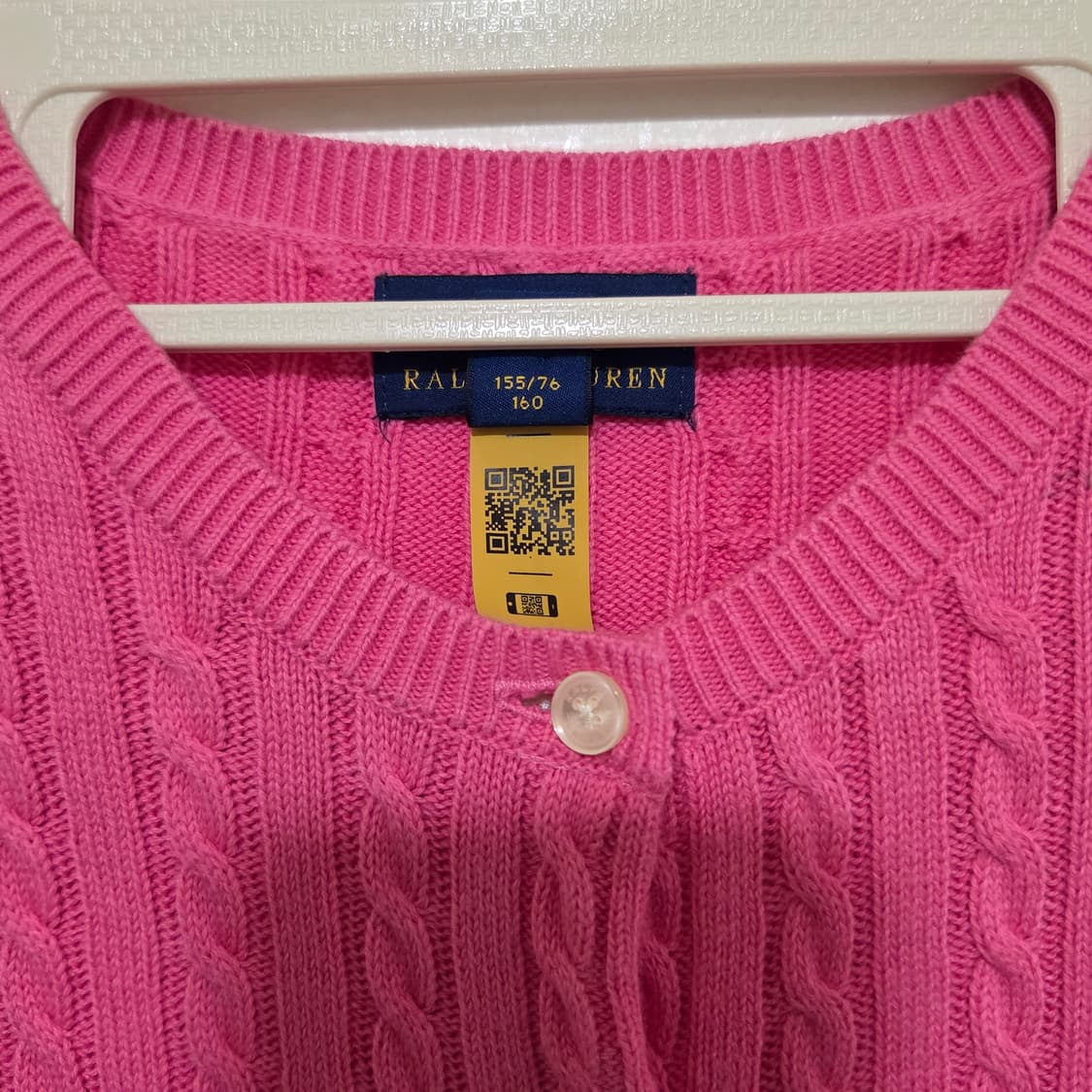 폴로랄프로렌 핫 핑크색 케이블 가디건 걸즈 xl 상품이미지3