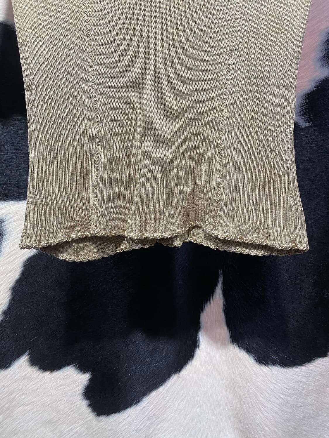 Lanvin 베이지 슬림핏 골지 반팔 니트 상품이미지4