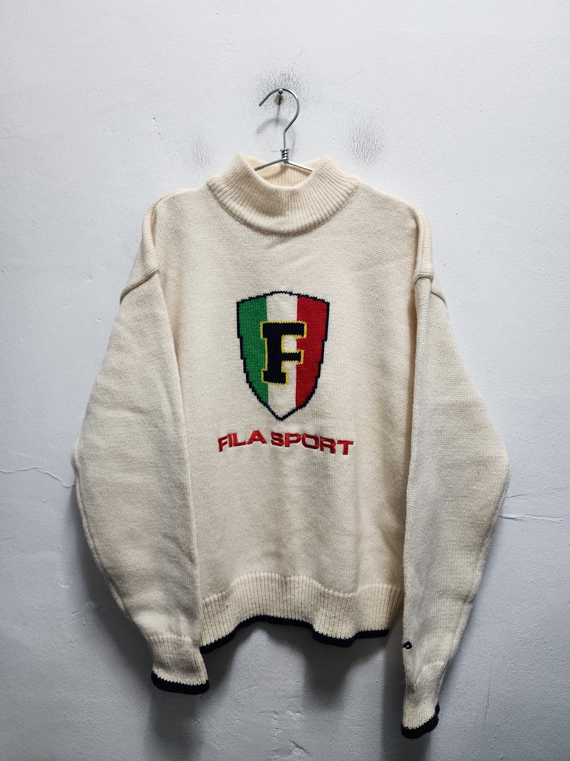 휠라 FILA wool100 아이보리 니트 스웨터 상품이미지1