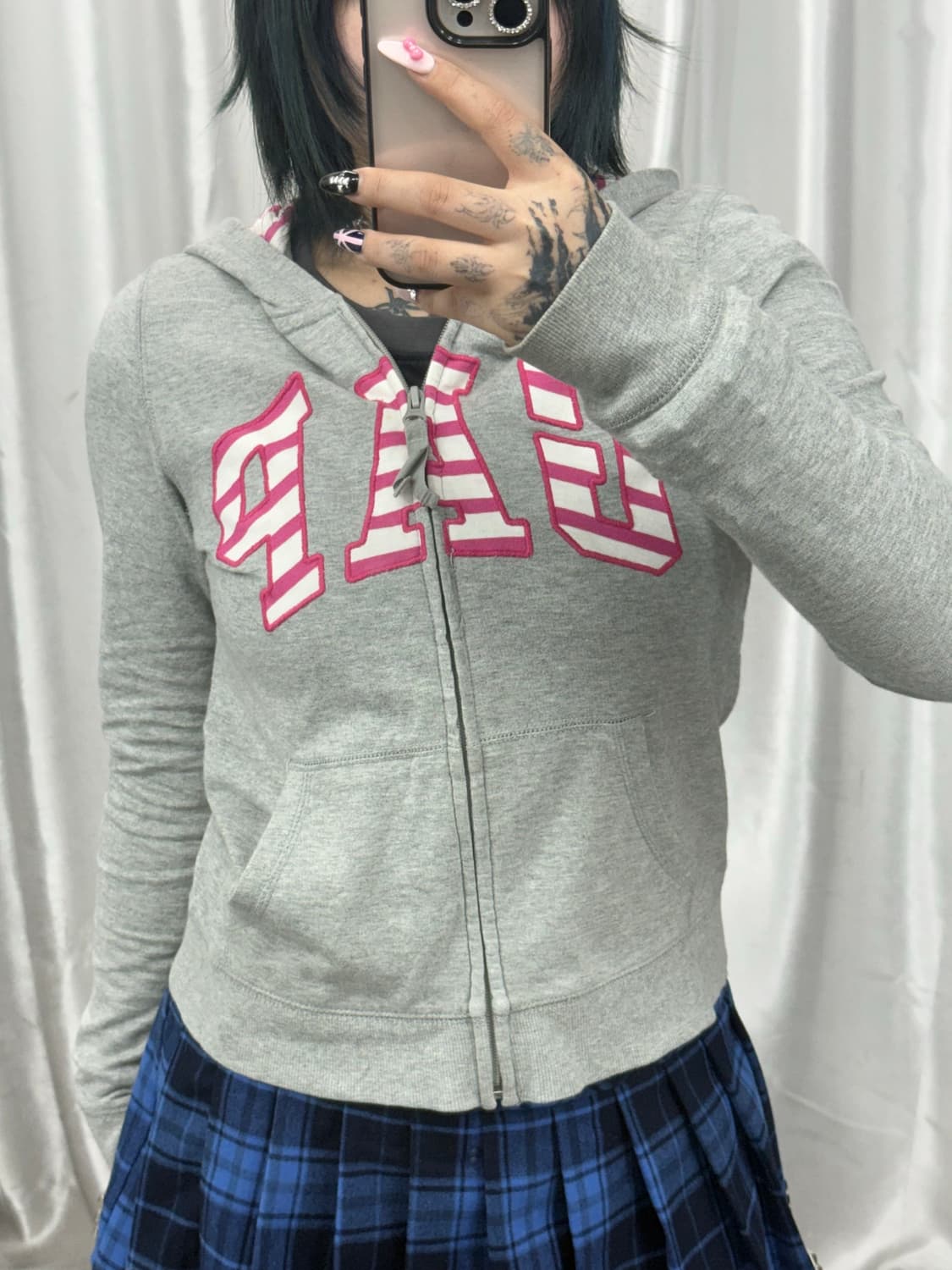 GAP pink stripe logo hood zip-up 상품이미지1