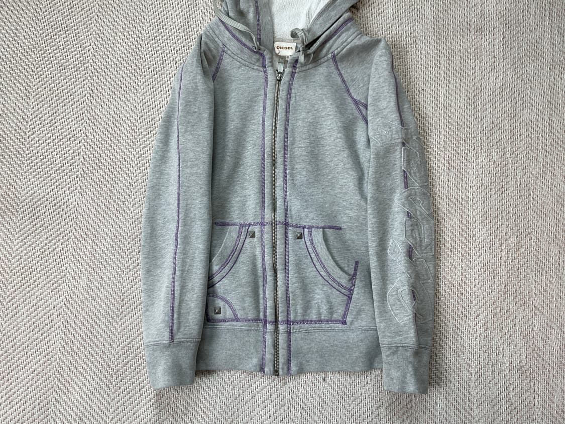 디젤 퍼플 스티치 스터드 후드집업  J03805 상품이미지7