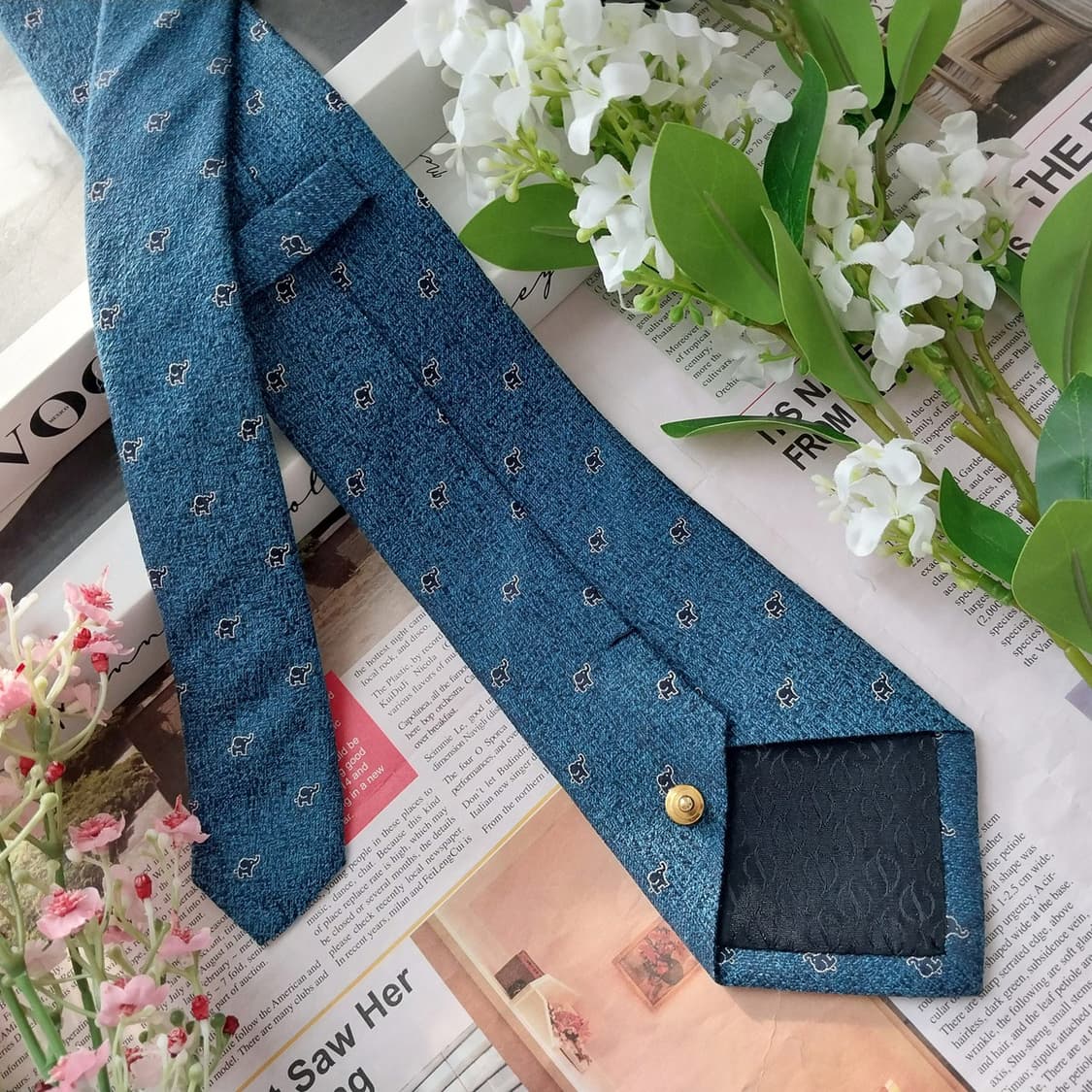 듀퐁 실크 딥블루 코끼리 모티브 넥타이 8cm A+등급 K1607
 상품이미지4