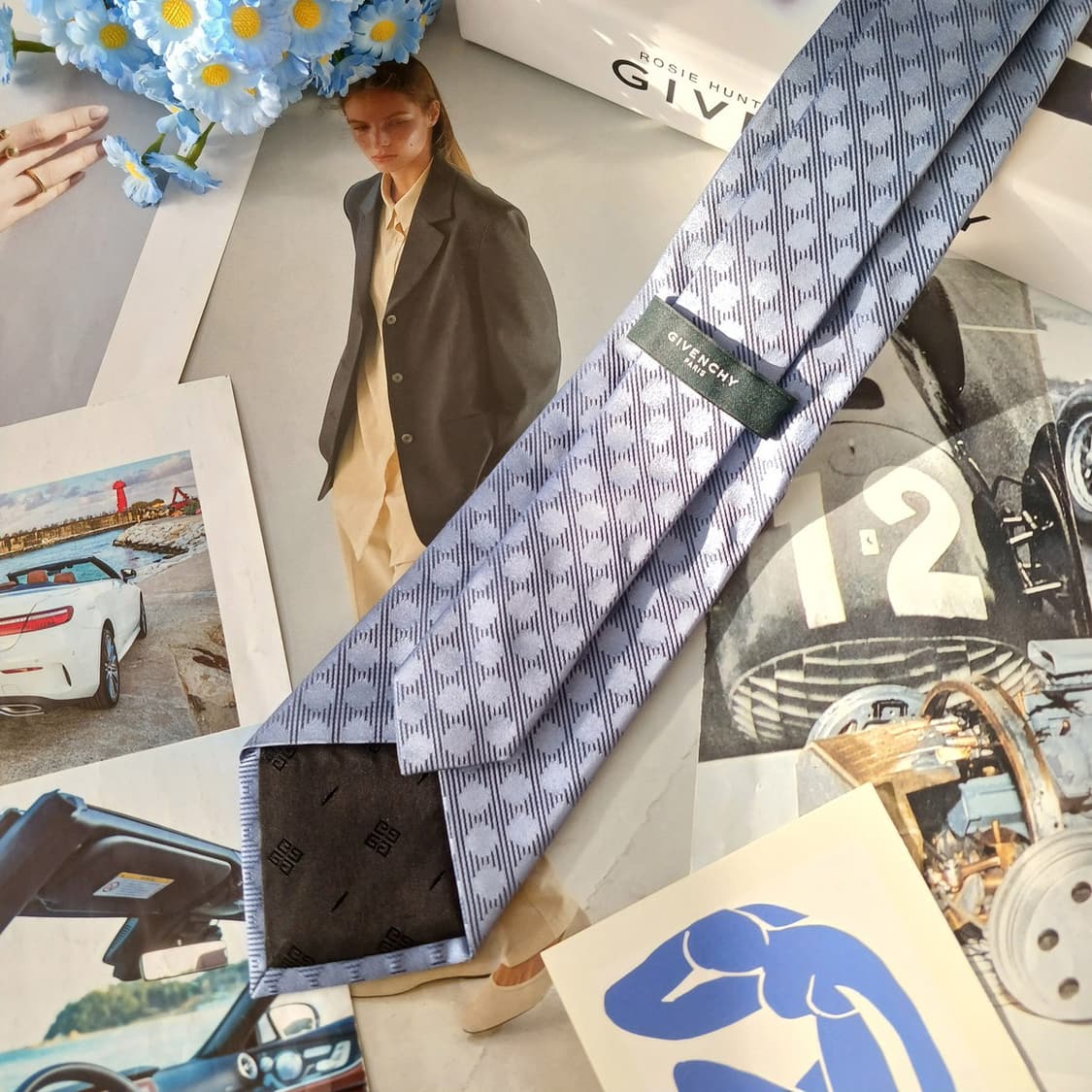 지방시 실크 블루 패턴 넥타이 8.5cm A+등급 A19487
 상품이미지5