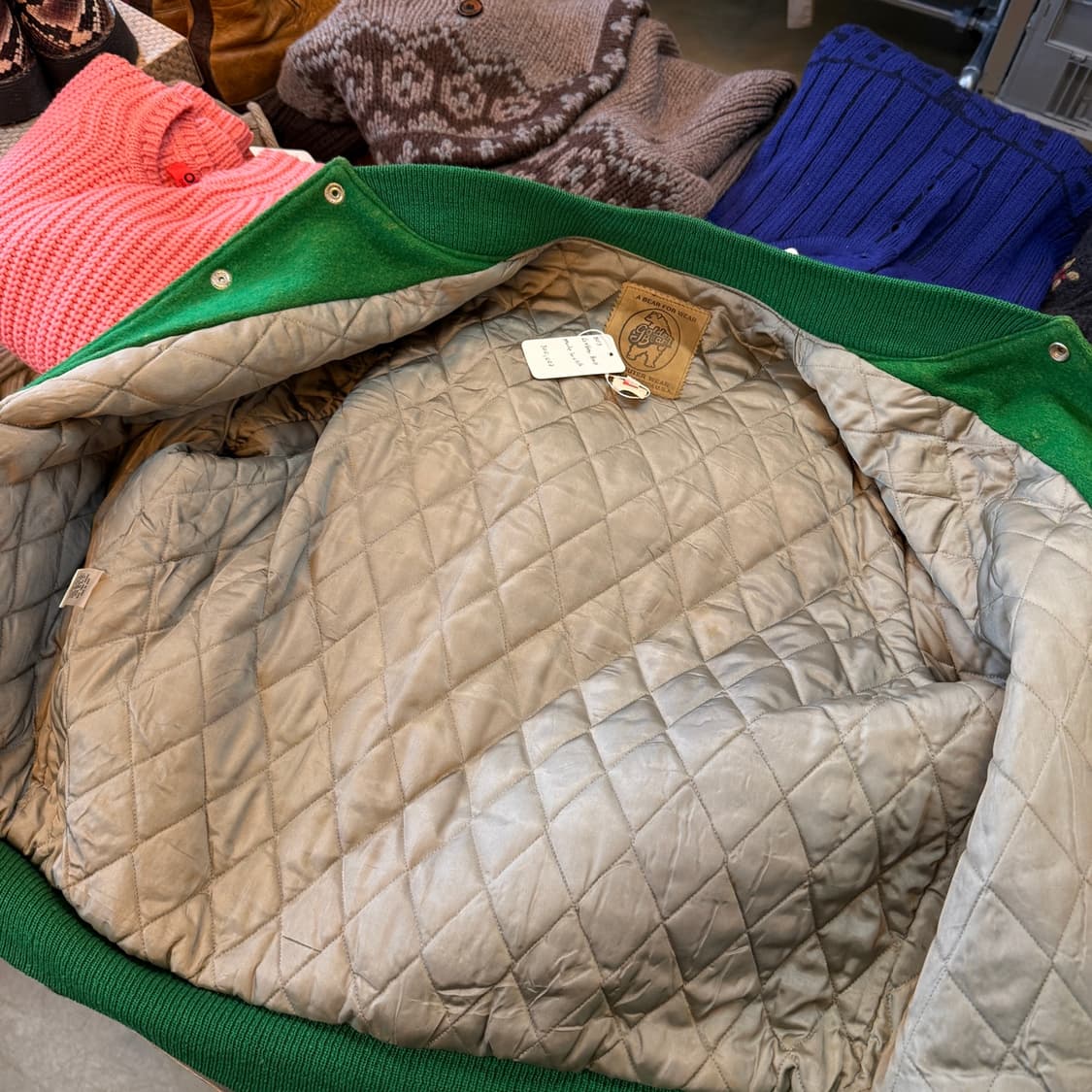 80S 골든베어 멜튼 울 레더 바시티 자켓  스타디움 자켓 L XL 상품이미지8