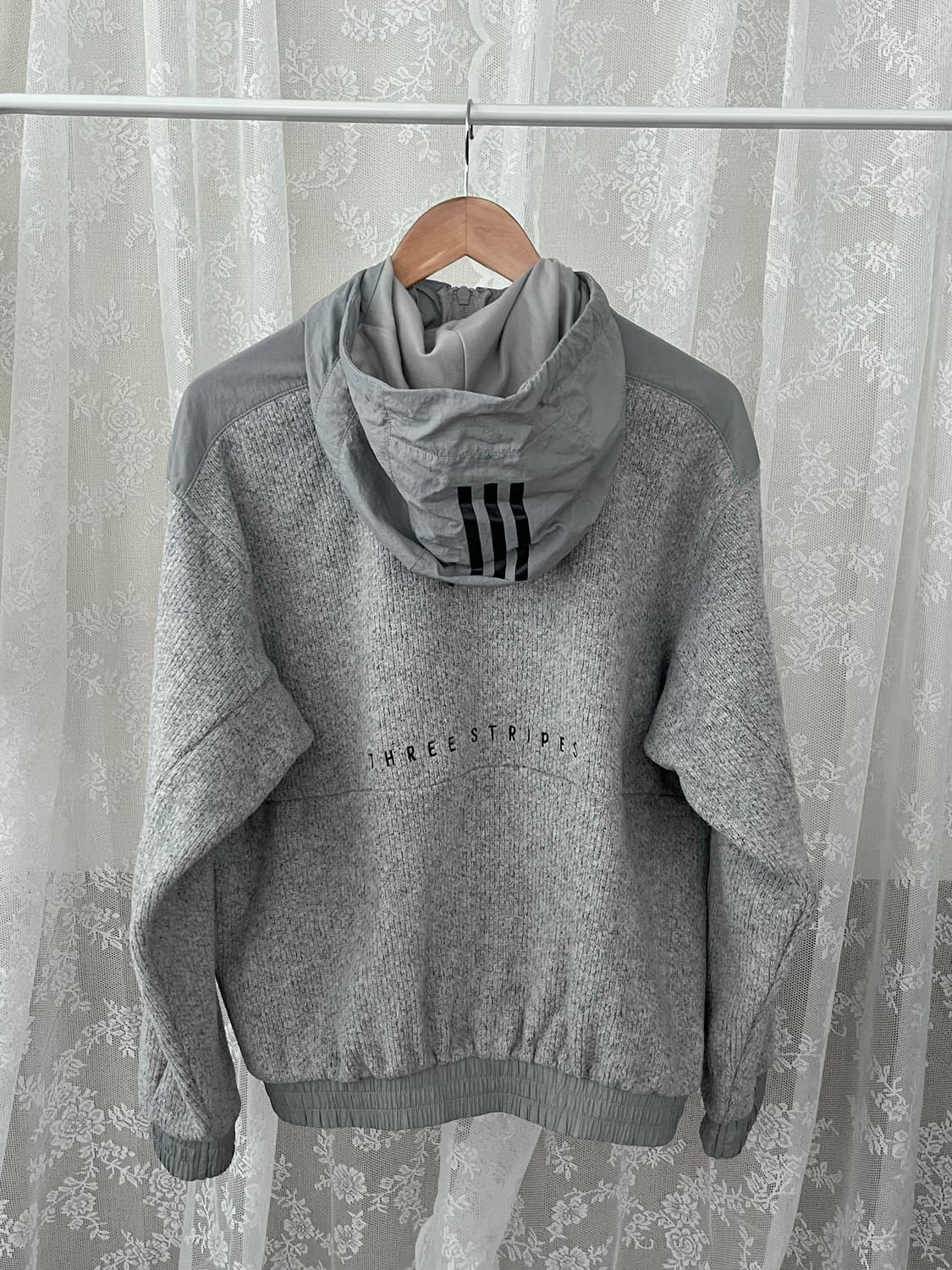 L) 아디다스 니트 플리스 후드 집업 그레이 상품이미지2