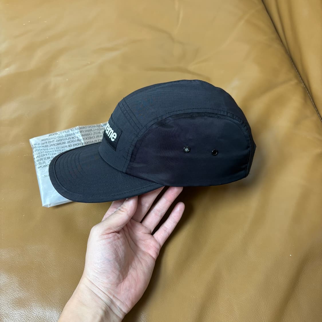 슈프림 캠프캡 모자 박스로고 왁스드 립스탑 블랙 상품이미지4