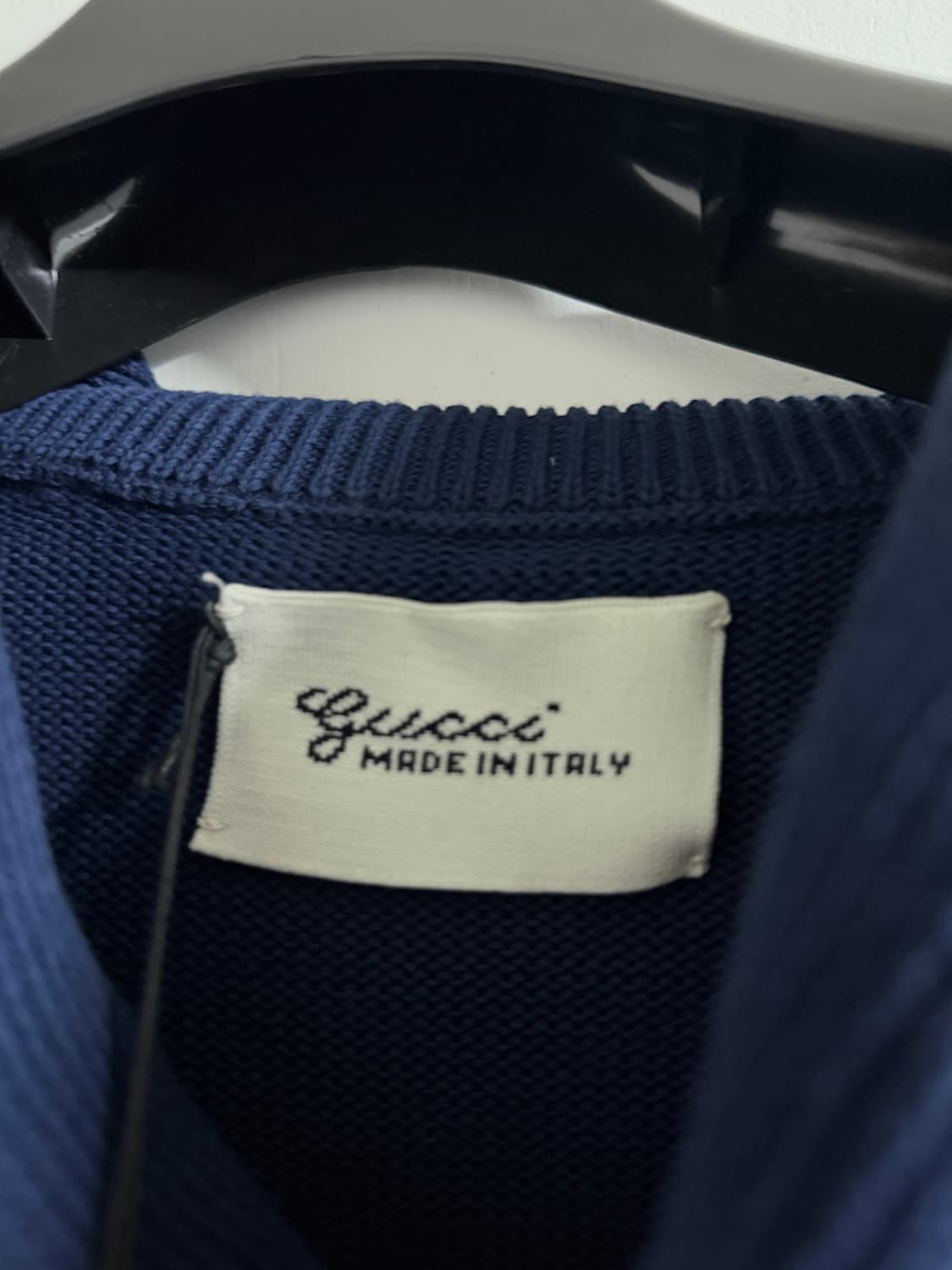 24ss 구찌 니트 코튼 점퍼 인터로킹 G 블루 아이보리 상품이미지4