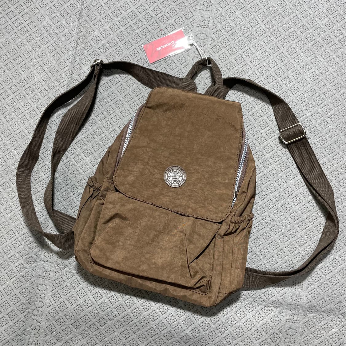 새상품)Escariar 브라운 나일론 백팩 상품이미지1