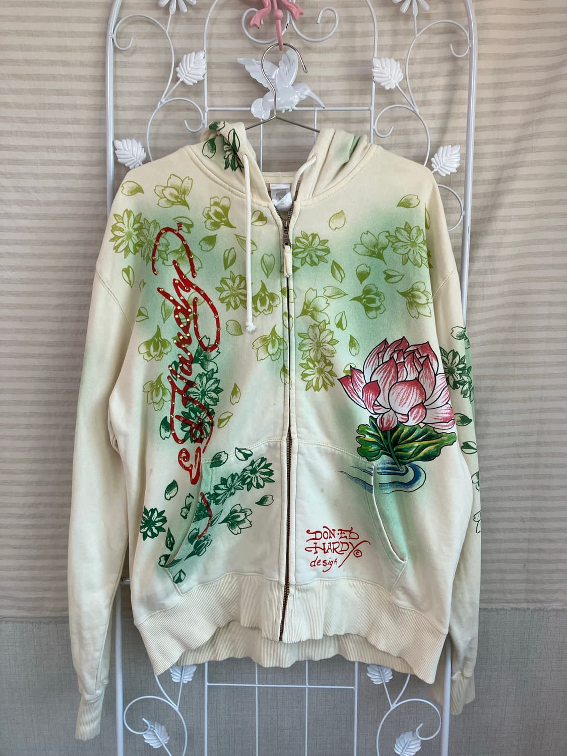 빈티지 에드하디 크림 레터링 레더 자켓 y2k 스트릿 갸루 펑키 일본빈티 상품이미지3